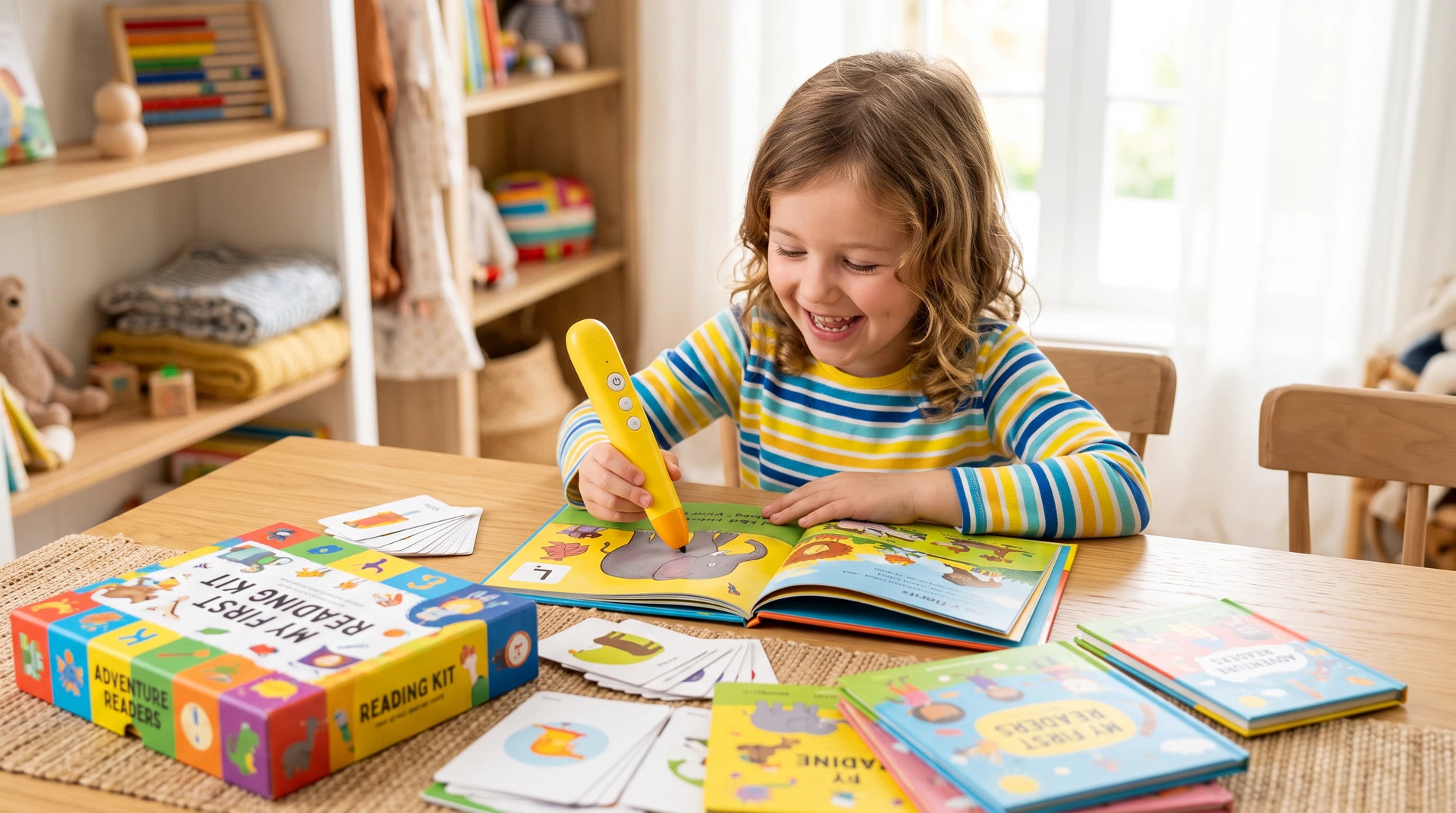 Close-up of OID dot patterns on a children's book page.