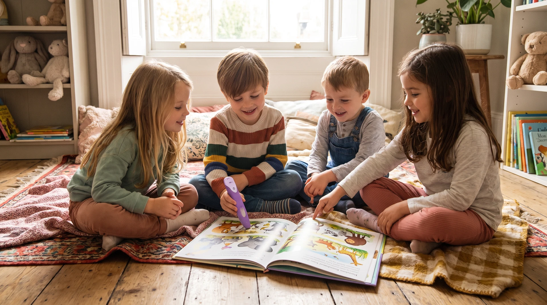 Modern offset printing press using soy-based inks for children's audio books.