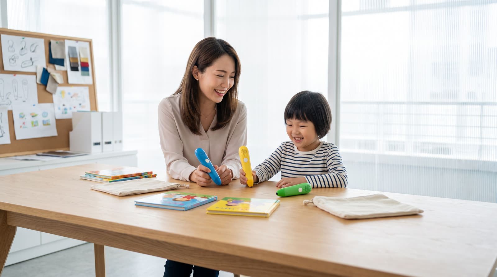 Child using an unbranded reading pen and illustrated learning materials for a talking pen product variant buyer guide