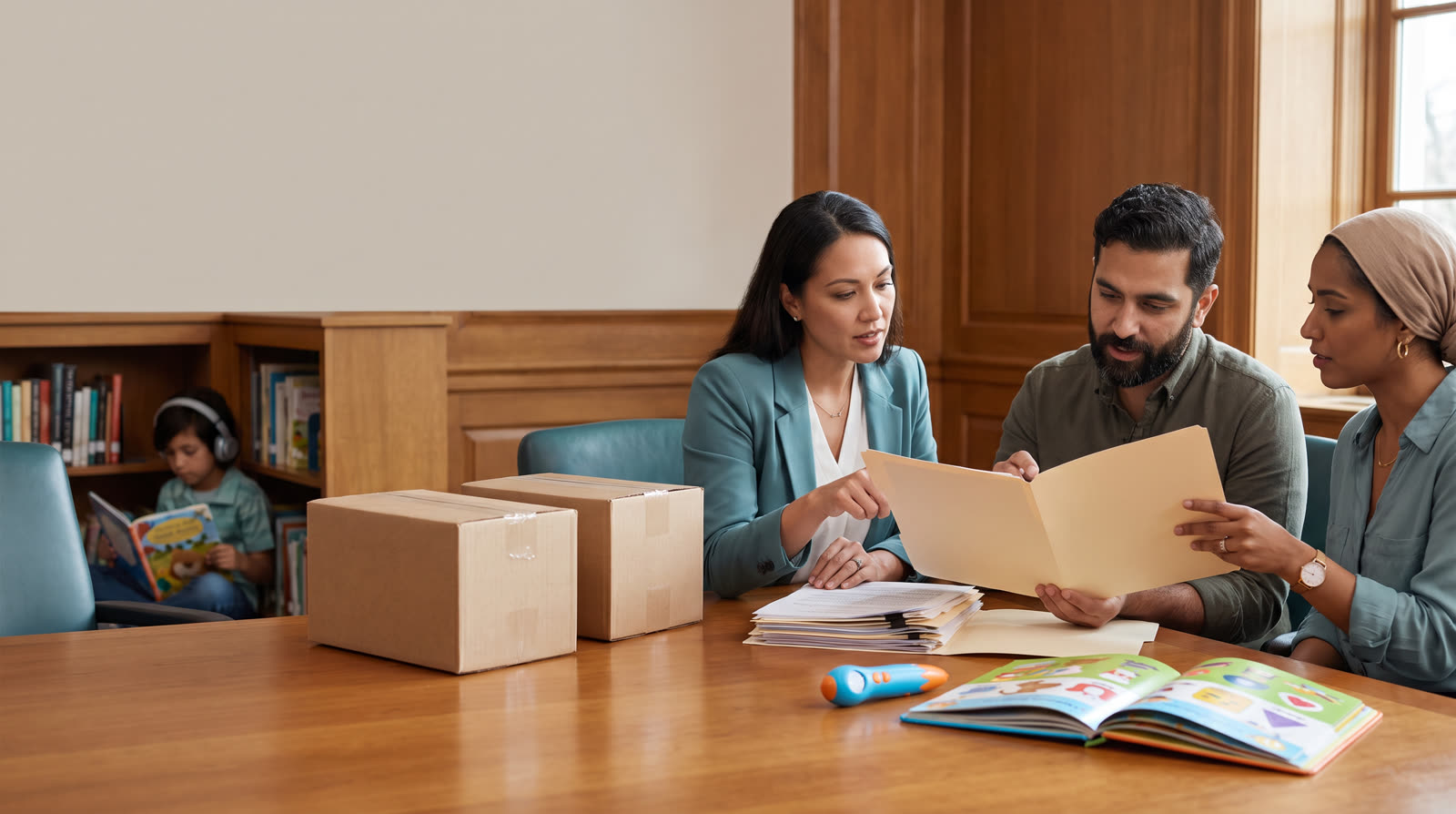 Child using an unbranded reading pen and illustrated learning materials for a talking pen customs documents buyer guide